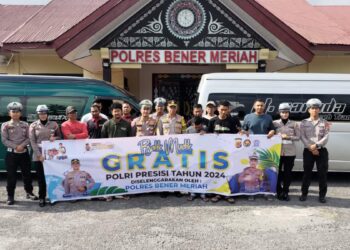Polres Bener Meriah Berangkatkan 2 Bus Gratis Untuk Pemudik