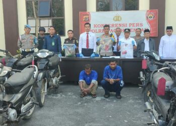 Konferensi Pers Polres Aceh Tengah Berhasil Mengungkap Kasus Pencurian 12 Unit Sepeda Motor