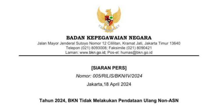 Tahun 2024, BKN Tidak Melakukan Pendataan Ulang Non-ASN