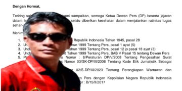 Tegakkan UU Pers, AMI Resmi Laporkan Media dan Teva Iris Pemilik Media Online Ke Dewan Pers