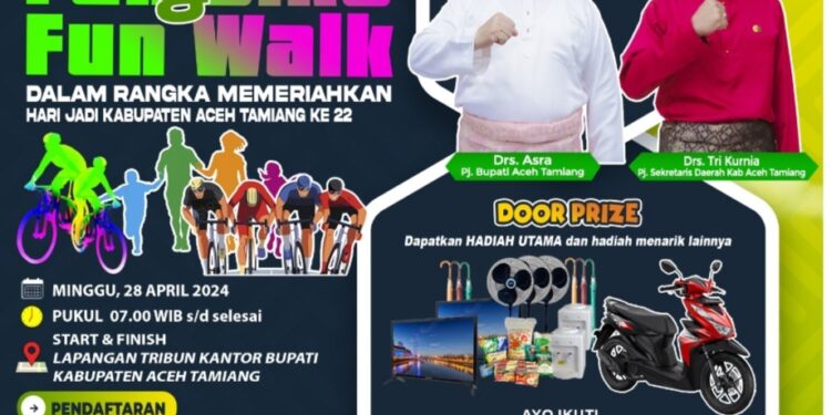 Disparpora Gelar Fun Bike Dan Fun Walk Hari Jadi Aceh Tamiang Ke 22