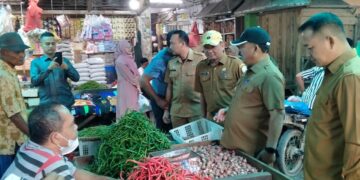 PASTIKAN HARGA SEMBAKO STABIL, PJ. BUPATI ACEH TAMIANG INSPEKSI PASAR