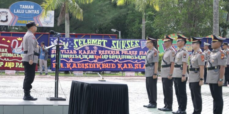 Kapolres Siak AKBP Asep Sujarwadi Pimpin Upacara Sertijab Kasat Reskrim, Kapolsek Tualang Dan Kasi Propam