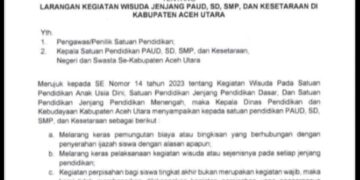 Disdikbud Aceh Utara Melarang Pihak Sekolah Mengutip Biaya Ijazah, Perpisahan Dan Wisuda