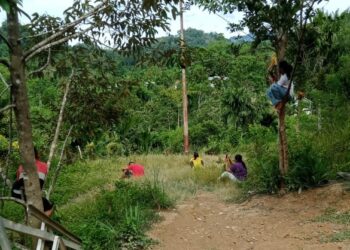 Menyedihkan, Pejuang Sinyal Kampung Tanjung Rusip Antara Naik Turun Bukit