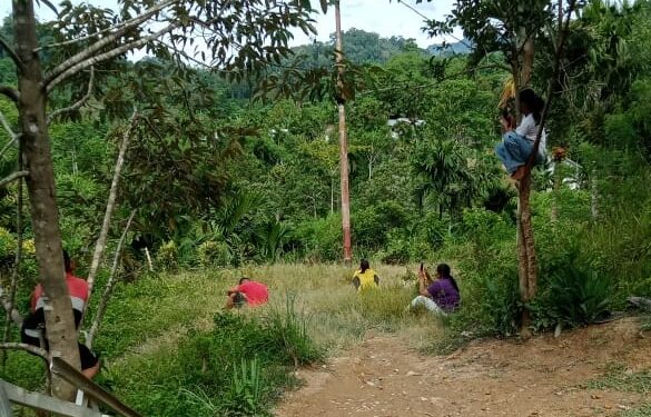 Menyedihkan, Pejuang Sinyal Kampung Tanjung Rusip Antara Naik Turun Bukit