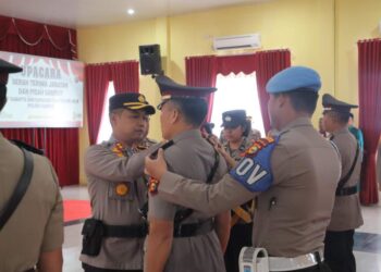 Kapolres AKBP Ronald Sumaja Pimpin Sertijap Kasat Samapta Dan Kapolsek Kampar Kiri Hilir