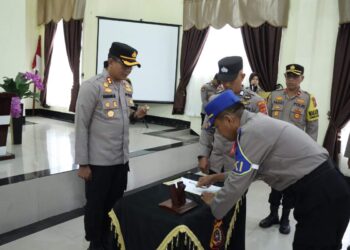 Kapolres Bener Meriah Pimpin Apel Penyambutan Siswa Latihan Kerja SPN Gelombang I Tahun 2024 