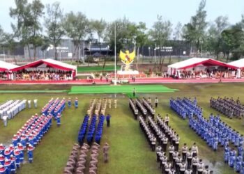 Brimobda Riau mengikuti upacara hari lahir Pancasila yang dipimpin Oleh Presiden RI