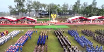 Brimobda Riau mengikuti upacara hari lahir Pancasila yang dipimpin Oleh Presiden RI