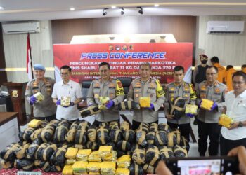 Polda Aceh Berhasil Ungkap Peredaran 31 Kg Sabu Jaringan Internasional