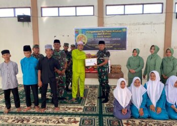 HUT Kodam I/BB ke-74, Kodim 0322/Siak Laksanakan Bakti Sosial Dan Penyerahan Sembako Di Panti Asuhan Assydiqiah