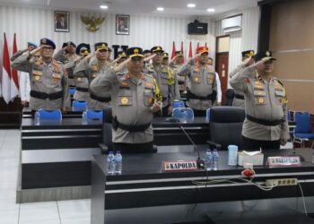 Kapolda, Wakapolda Dan Para PJU Polda Aceh Ikuti Upacara Pemulian Nilai Nila Tribrata Secara Virtual