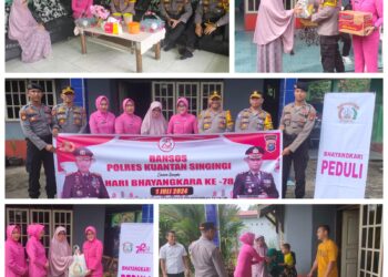HUT Bhayangkara Ke-78, Polres Kuansing Salurkan Bansos Kepada Purnawirawan Dan Warakauri