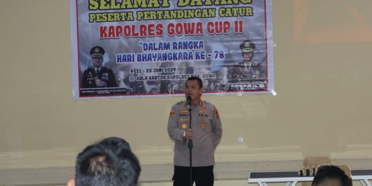Meriahkan HUT Bhayangkara ke-78, Kapolres Gowa Resmi Buka Pertandingan Catur