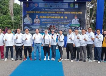 Polrestabes Palembang Gelar Senam Pagi Dan Kampanye Keselamatan Berlalu Lintas