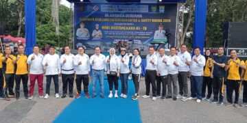 Polrestabes Palembang Gelar Senam Pagi Dan Kampanye Keselamatan Berlalu Lintas