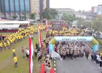 Meriahkan Hari Bhayangkara ke 78, Polda Riau Gelar Olahraga Bersama TNI Dan Pemerintah Daerah 