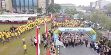 Meriahkan Hari Bhayangkara ke 78, Polda Riau Gelar Olahraga Bersama TNI Dan Pemerintah Daerah 