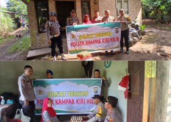 Jumat Berkah, Polsek Kampar Kiri Hilir Berbagi Kepada Masyarakat Di Kelurahan Sungai Pagar