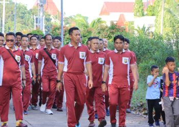 Kegiatan Jalan Santai dan Senam Meriahkan HUT Bhayangkara Ke – 78 Polres Banyuasin