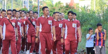 Kegiatan Jalan Santai dan Senam Meriahkan HUT Bhayangkara Ke – 78 Polres Banyuasin