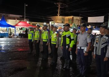 Satlantas Polres Aceh Tengah Bersama Dishub Apel Malam Menyambut HUT Bhayangkara Ke 78