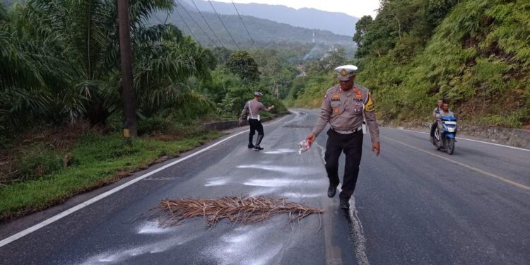 Polisi akan Tindak Truk Tangki Penyebab Tumpahan CPO Di Jalan