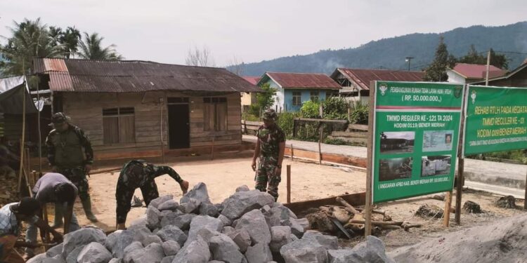 Satgas TMMD Ke 121 Bener Meriah, Mulai Bangun Rumah Tidak Layak Huni