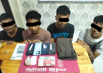 Satres Narkoba Polres Siak Amankan 4 Pria Diduga Pelaku Penyalahgunaan Narkotika