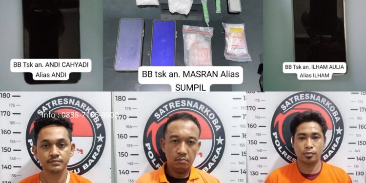  3 Orang Pengedar Narkoba Ditangkap Satresnarkoba Polres Batu Bara