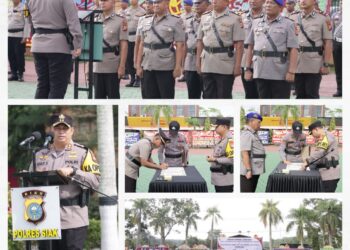 AKBP Asep Sujarwadi Pimpin Upacara Sertijab Beberapa Pejabat Utama Polres Siak