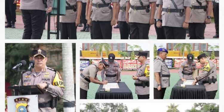 AKBP Asep Sujarwadi Pimpin Upacara Sertijab Beberapa Pejabat Utama Polres Siak
