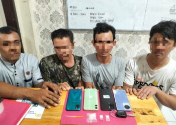 Dalam Operasi Antik, Satresnarkoba Polres Siak Amankan 4 Pria Diduga Pelaku Penyalahgunaan Sabu