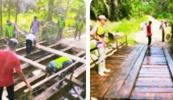 Koramil 01/Pnr Kodim 0104/Atim Motori Perehaban Jembatan Di Peunaron