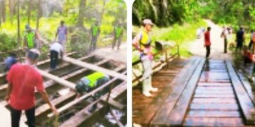 Koramil 01/Pnr Kodim 0104/Atim Motori Perehaban Jembatan Di Peunaron