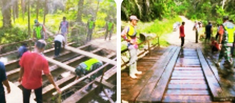 Koramil 01/Pnr Kodim 0104/Atim Motori Perehaban Jembatan Di Peunaron