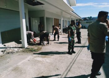 Sinergitas TNI – POLRI Dan Pihak Terkait Gelar Gotong Royong Sambut HUT RI Ke-79
