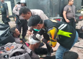 Empat Personel Polri Terluka Saat Amankan Unjuk Rasa Di Lhokseumawe