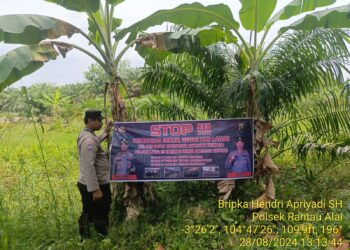 Polsek Rantau Alai Gelar Patroli Terpadu Pencegahan Karhutla di Kecamatan Rantau Alai