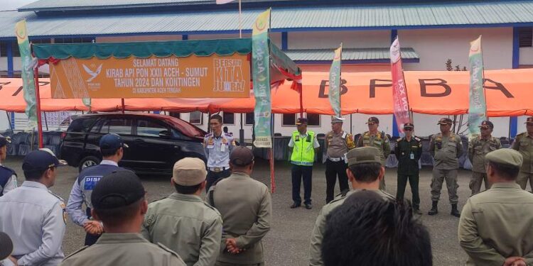 KBO Lalin Dishub Bobby Tarigan Komando Apel Pengaman Dan Kawal Kirab Api PON Aceh Sumut XXI