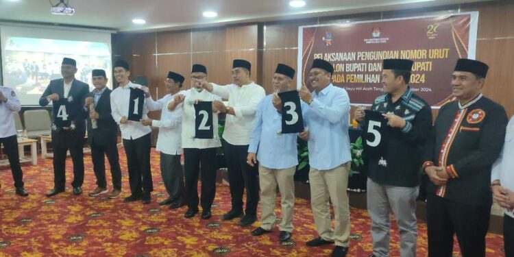 KIP Aceh Tengah Gelar Pengundian Nomor Urut Calon Bupati Dan Wakil Bupati