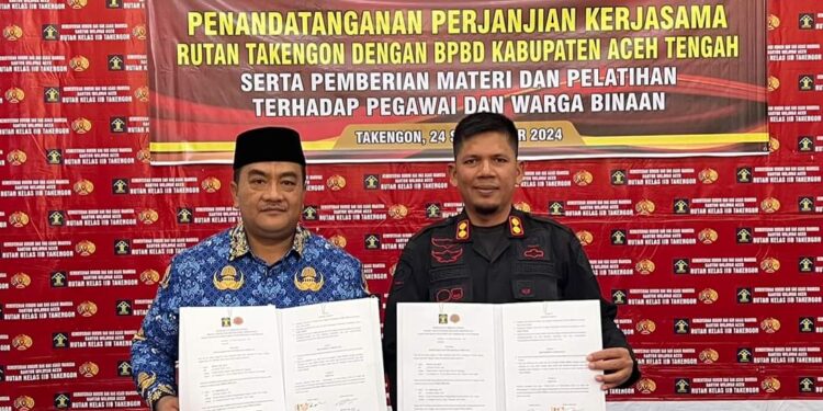 Jalin Kerjasama Sinergis Dan Kolaboratif, Rutan Takengon Penandatanganan PKS Dengan BPBD Aceh Tengah