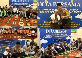 Ciptakan Pilkada Damai Kasat Lantas Polres Kampar Doa Bersama Dengan komunitas Motor