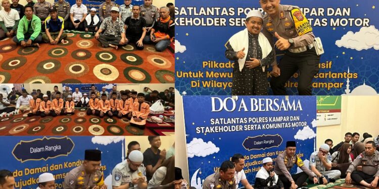 Ciptakan Pilkada Damai Kasat Lantas Polres Kampar Doa Bersama Dengan komunitas Motor
