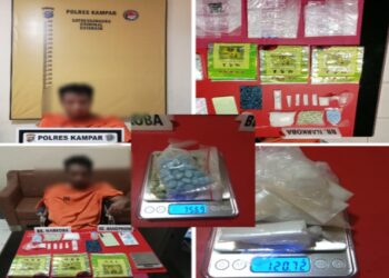 Polres Kampar Berhasil Ungkap Pelaku Shabu Berat 120.72 Gram Dan 201 Butir Ekstasi