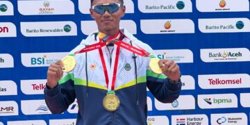 Denri Maulidzar Borong Tiga Emas Lewat Cabor Dayung Rowing di PON XXI Aceh Sumut