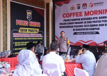 Mensukseskan Pemilu 2024, Kapolres Melaksanakan Coffee Morning Bersama KPU Dan Bawaslu Serta Paslon Bupati Dan Wakil Bupati Kampar