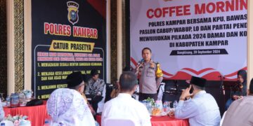Mensukseskan Pemilu 2024, Kapolres Melaksanakan Coffee Morning Bersama KPU Dan Bawaslu Serta Paslon Bupati Dan Wakil Bupati Kampar