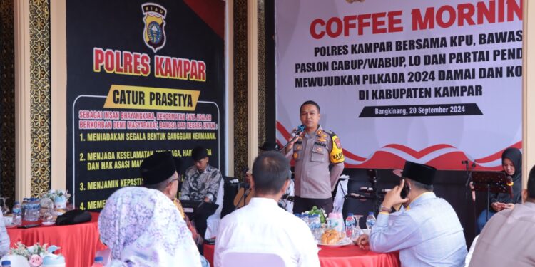 Mensukseskan Pemilu 2024, Kapolres Melaksanakan Coffee Morning Bersama KPU Dan Bawaslu Serta Paslon Bupati Dan Wakil Bupati Kampar